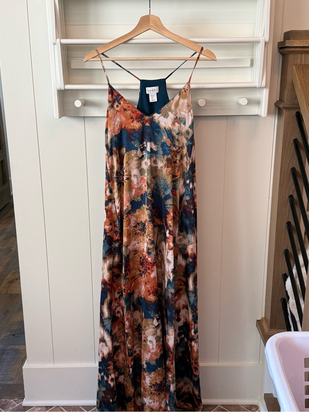 Abstract Print Slip Maxi Dress - Multi-Color